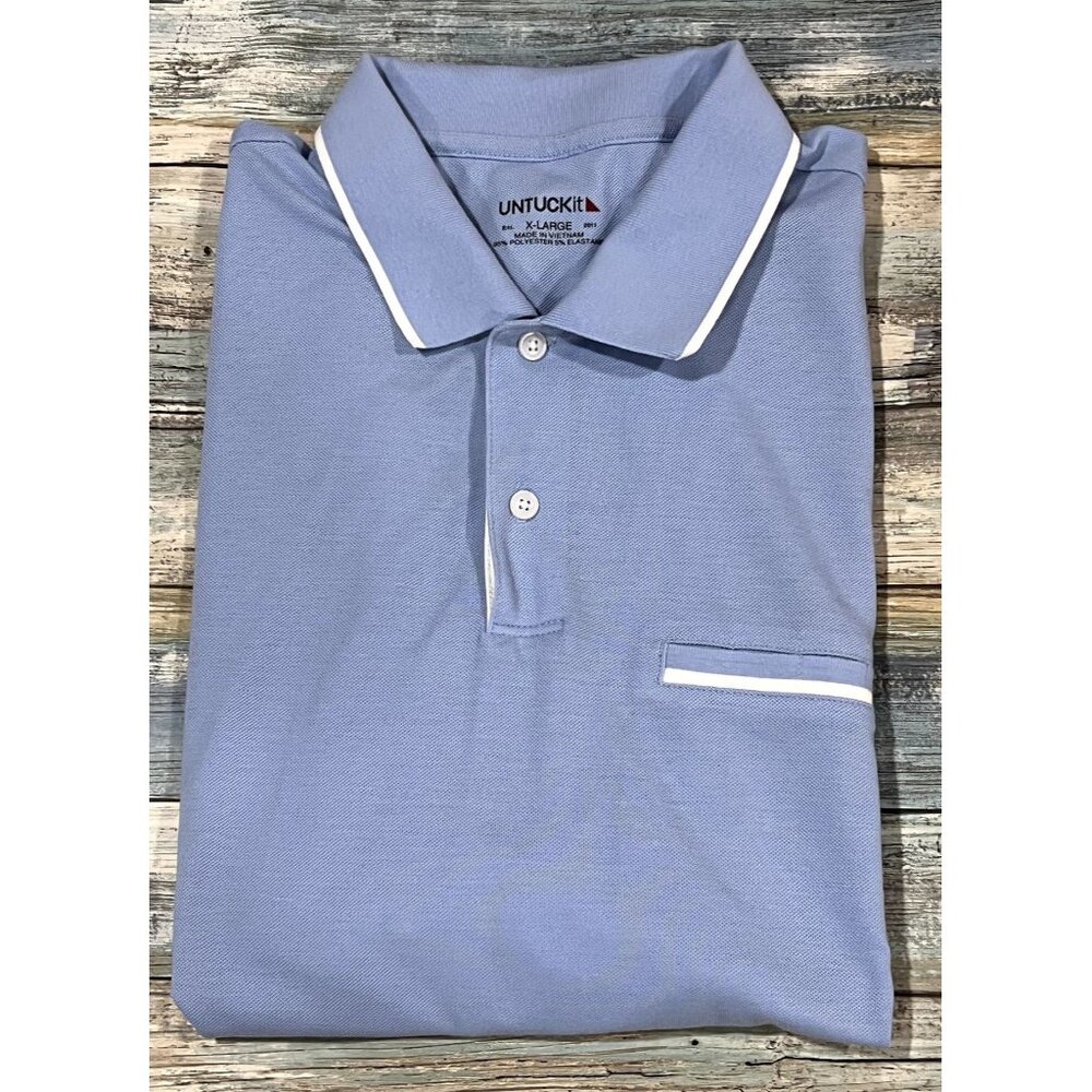 Men's Untuck It Light Blue Short Sleeve‎ Polo Shirt XL G15
